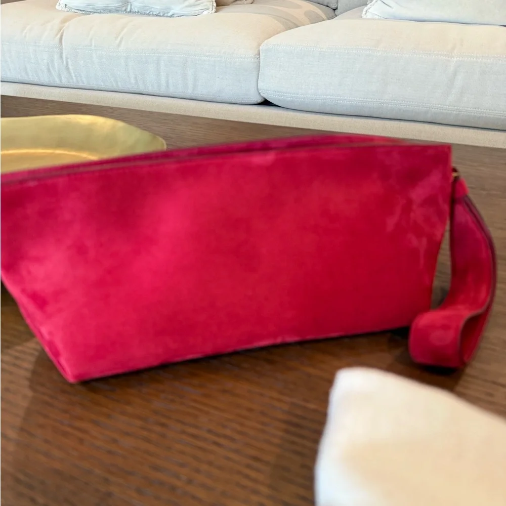 KHAITE Dark Red Suede Clutch NEW - Picture 4 of 7
